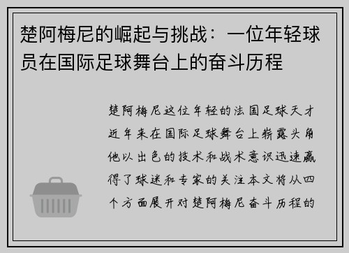 楚阿梅尼的崛起与挑战：一位年轻球员在国际足球舞台上的奋斗历程
